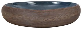 vidaXL Νιπτήρας Οβάλ Καφέ και Μπλε 59 x 40 x 15 εκ. Κεραμικός