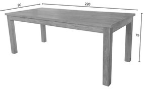 Τραπέζι Wooly teak ξύλο σε φυσική απόχρωση 220x90x75εκ 220x90x75 εκ.