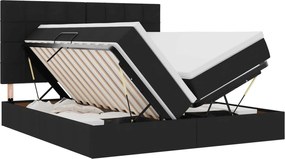 vidaXL LED Κρεβάτι αποθήκευσης με στρώμα Μαύρο 180 x 200 cm Ύφασμα