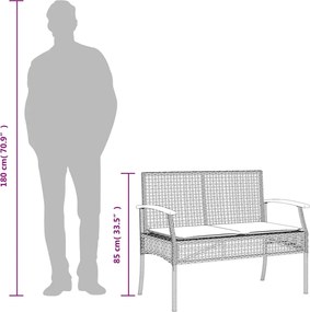 vidaXL Σετ Τραπεζαρίας Κήπου 3 τεμ. Γκρι Συνθ. Ρατάν με Μαξιλάρια
