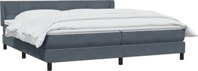 vidaXL Κρεβάτι Boxspring με Στρώμα Σκούρο Γκρι 180x210 εκ. Βελούδινο