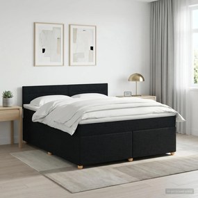 vidaXL Κρεβάτι box spring με στρώμα Μαύρο 180 x 200 cm Ύφασμα