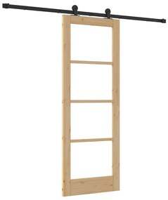 vidaXL Συρόμενη Πόρτα Καφέ 73.5 x 198.5 εκ. Ξύλο και μέταλλο