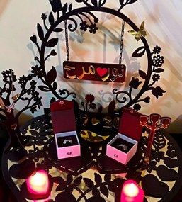 Σετ των 2 Intra απο ξύλο plywood 3mm-4mm πάχος – Διακοσμητική πιατέλα με δαχτυλίδι αρραβώνων 25x30 cm INTRAVECTRY-MY553877