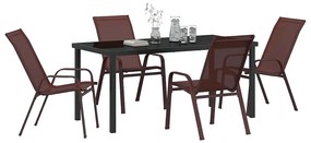 vidaXL Σέτ φαγητού για κήπο 5 pcs Καφέ Textilene και ατσάλι
