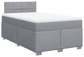 vidaXL Κρεβάτι Boxspring με Στρώμα Ανοιχτό Γκρι 120x190 εκ. Υφασμάτινο