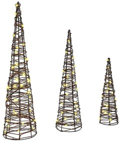 vidaXL Χριστουγεννιάτικο Δέντρο με 90 LED 3 pcs Θερμό λευκό Ρατάν