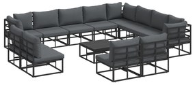 vidaXL Σετ Καναπέ Κήπου 13 pcs Μαύρο 70 x 70 x 32 εκ Αλουμίνιο