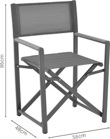 Πολυθρόνα σκηνοθέτη Mabu pakoworld ανθρακί αλουμίνιο 56x48x86εκ