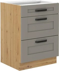 Επιδαπέδιο ντουλάπι Nelor 60 D 3S BB-Γκρι σπέσιαλ - Φυσικό