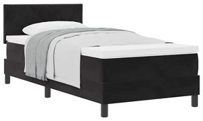 vidaXL Κρεβάτι με Ελατήρια και Στρώμα Μαύρο 90 x 190 cm ύφασμα