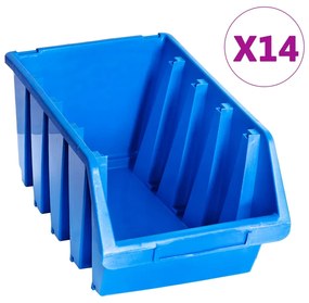 Κουτιά Αποθήκευσης Στοιβαζόμενα 14 Τεμ. Μπλε από Πλαστικό