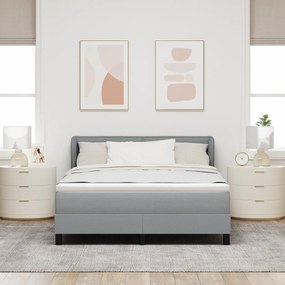 vidaXL Κρεβάτι Box Spring με Στρώμα - Ανοιχτό Γκρι, 160x200 cm, Ύφασμα