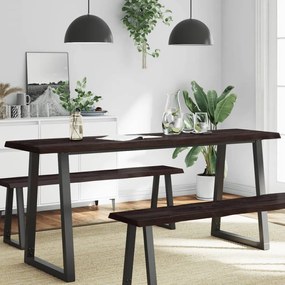 Επιφ Τραπεζιού Αν Καφέ 180x60x(2-6)εκ.Ακατέργ. Μασίφ Ξύλο Δρυός - Καφέ