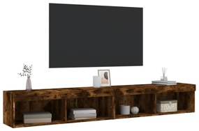 vidaXL Έπιπλα Τηλεόρασης με LED 2 τεμ. Καπνιστή Δρυς 100 x 30 x 30 εκ.