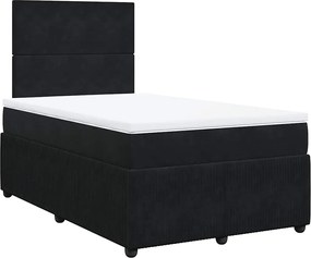 vidaXL Κρεβάτι Boxspring με Στρώμα Μαύρο 120 x 200 εκ. Βελούδινο
