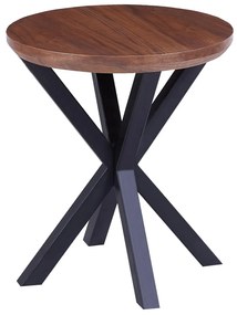 SIDE TABLE ROUND  MDF WITH WALNUT WOOD VENEER TOP AND BLACK METAL LEGS Φ50x55Hcm.