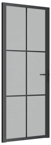 vidaXL Εσωτερική Πόρτα 83 x 201,5 εκ. Μαύρο Ματ Γυαλί και Αλουμίνιο