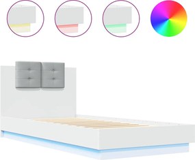 vidaXL Πλαίσιο Κρεβατιού με Κεφαλάρι και LED Λευκό 100 x 200 εκ.