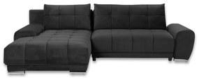 Γωνιακός καναπές - κρεβάτι Caribbean με αποθηκευτικό χώρο 273x191x83cm μαύρο - Αριστερή γωνία - TED4589