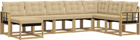 vidaXL Σειρά Καναπέ Εξωτερικού με μαξιλάρι 8 pcs Λευκό και Μπεζ