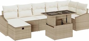 vidaXL Σετ Καναπέ Κήπου 8 pcs Μπεζ συνθετικό ρατάν