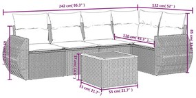 vidaXL Καναπές Κήπου 6 Τεμαχίων Μαύρο από Συνθετικό Ρατάν με Μαξιλάρια