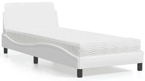 vidaXL Κρεβάτι με Στρώμα Dover Λευκό 90x200 εκ. από Συνθετικό Δέρμα