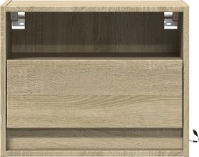 vidaXL Κομοδίνο Επιτοίχιο με Φώτα LED Sonoma Δρυς