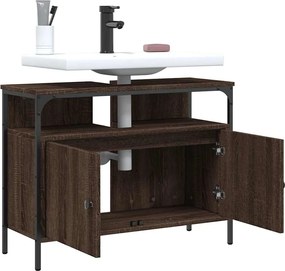 vidaXL Ντουλάπι Νιπτήρα Μπάνιου Καφέ Δρυς 80x30x60 εκ. Επεξ. Ξύλο