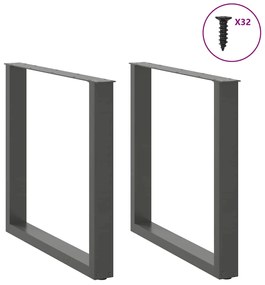 vidaXL Πόδια Τραπεζαρίας σε Σχήμα U 2 τεμ. Ανθρακί 90x(72-73) εκ. Ατσάλι