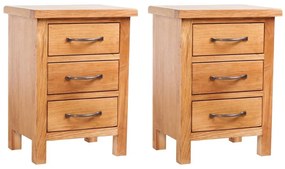 vidaXL Κομοδίνα 2 τεμ. 40 x 30 x 54 εκ. από Μασίφ Ξύλο Δρυός