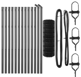 vidaXL Euro Fence με 13 Στυλίδια 0.6x25 μ Γαλβανισμένος Χάλυβας Γκρι