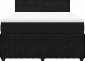 vidaXL Κρεβάτι Boxspring με Στρώμα Μαύρο 140x200 εκ. Βελούδινο