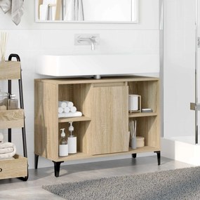 vidaXL Ντουλάπι νιπτήρα με ράφι με πόρτα Δρύς Sonoma 80 x 33 x 60 εκ
