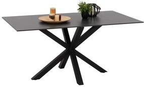ΤΡΑΠΕΖΙ ΤΡΑΠΕΖΑΡΙΑΣ SYNTEC  SINTERED STONE ΜΑΥΡΟ ΜΕΤΑΛΛΙΚΑ ΠΟΔΙΑ 160x90x75Y εκ.