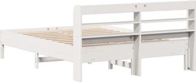 vidaXL Σκελετός Κρεβ. Χωρίς Στρώμα Λευκό 135x190 εκ Μασίφ Πεύκο