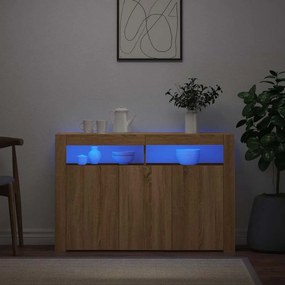 vidaXL Μπουφές με LED Sonoma Δρυς 115,5 x 30 x 75 εκ.