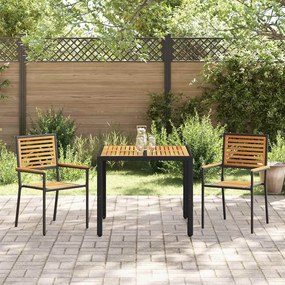 vidaXL Σέτ φαγητού για κήπο 3 pcs Μαύρο 90 x 90 x 75 cm