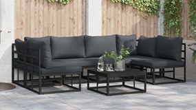 vidaXL Σετ Καναπέ Κήπου 7 pcs Μαύρο 70 x 70 x 32 εκ Αλουμίνιο