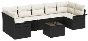 vidaXL Σετ Καναπέ Κήπου με μαξιλάρι 8 pcs Μαύρο, Κρέμα 55 x 55 x 37 εκ