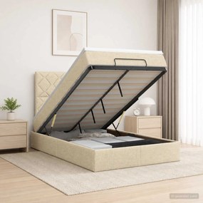 VidaXL Κρεβάτι Ottoman με στρώμα με κεφαλάρι Κρεμ 120 x 190 cm Ύφασμα