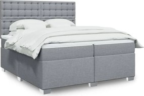 vidaXL Κρεβάτι Boxspring με Στρώμα Ανοιχτό Γκρι 200x200 εκ. Υφασμάτινο