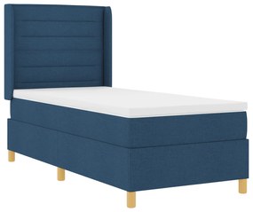 vidaXL κρεβάτι Box Spring με στρώμα  Μπλε 90x190 εκ υφάσματος