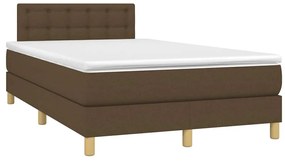 vidaXL Κρεβάτι Boxspring με Στρώμα & LED Σκ.Καφέ 120x190εκ. Υφασμάτινο