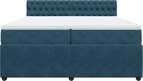 vidaXL Κρεβάτι Boxspring με Στρώμα Μπλε 200x200 εκ. Βελούδινο