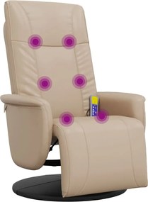 vidaXL Πολυθρόνα Μασάζ Ανακλινόμενη με Υποπόδιο Καπουτσίνο