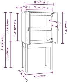 Ντουλάπι Ψηλό Καφέ Μέλι 60x40x120 εκ. από Μασίφ Ξύλο Πεύκου - Καφέ