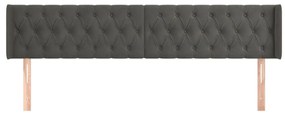 Κεφαλάρι με Πτερύγια Σκούρο Γκρι 183x16x78/88 εκ. Βελούδινο - Γκρι