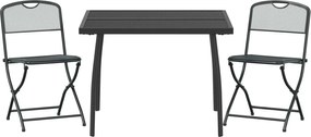vidaXL Σετ Εξωτερικών Επίπλων 3 pcs Ανθρακί Σίδηρος και Χάλυβας
